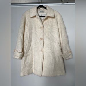 VINTAGE Appleseed’s Mohair Wool Pea Coat - White Petite Large